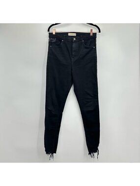 Topshop Jamie Black Shark Bitten Skinny High-Waist Ankle Jeans Size 30